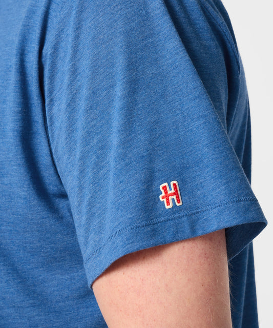 Royal blue short-sleeve crewneck t-shirt featuring Snoopy holding a baseball bat on the front chest-4