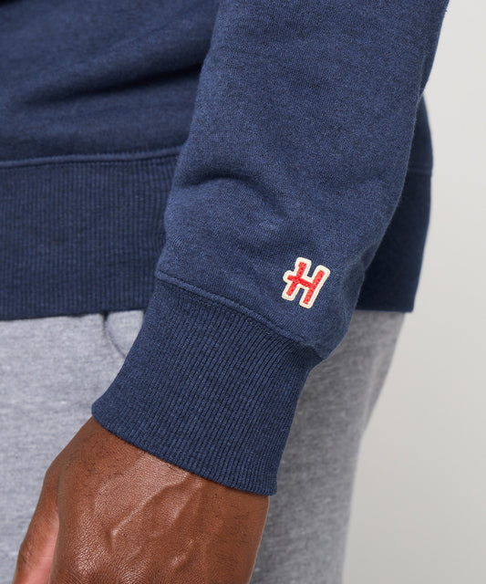 Navy crewneck sweatshirt featuring Snoopy resting against an Acadia National Park design on the front-4
