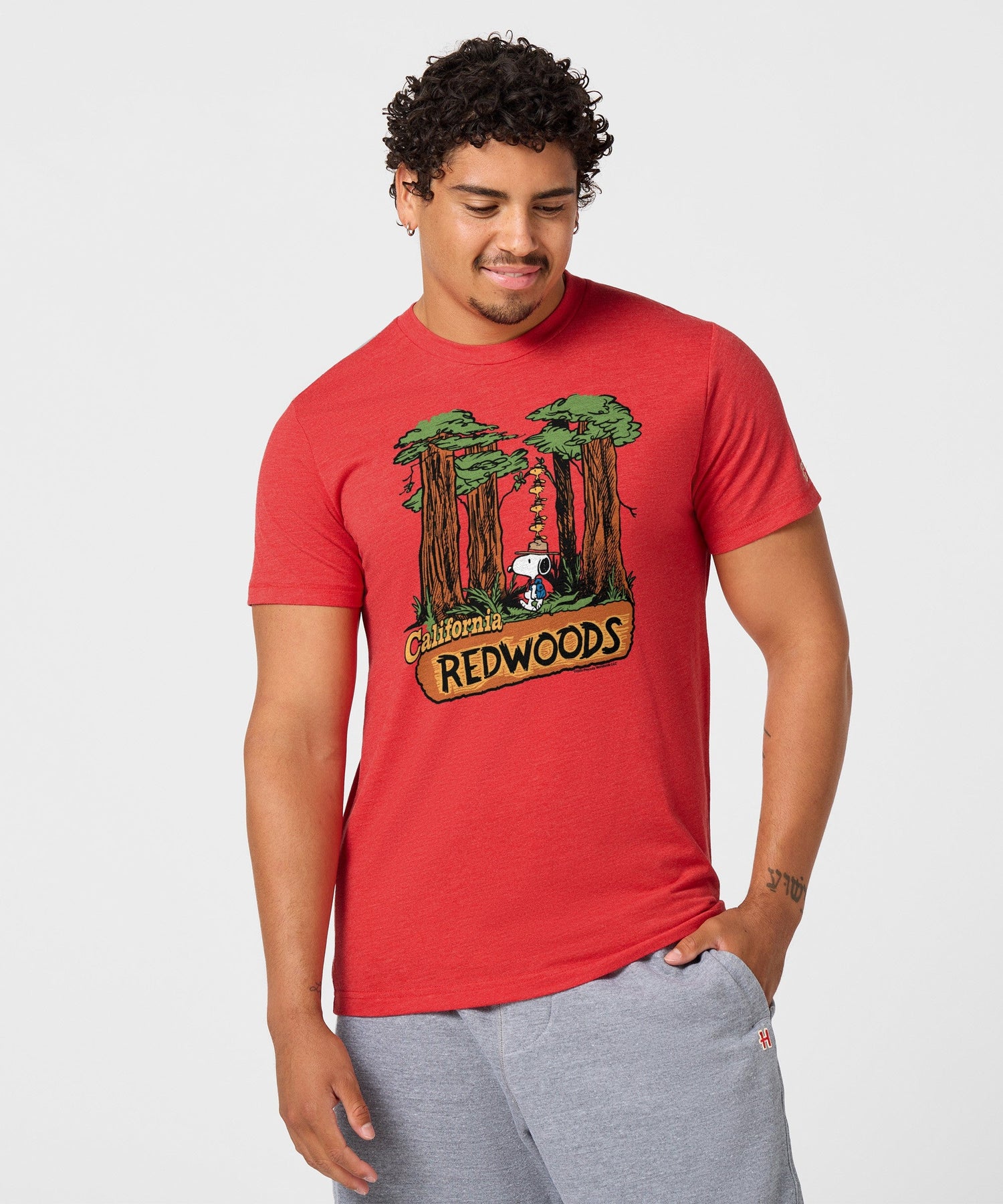 Back view of the solid red unisex crewneck t-shirt