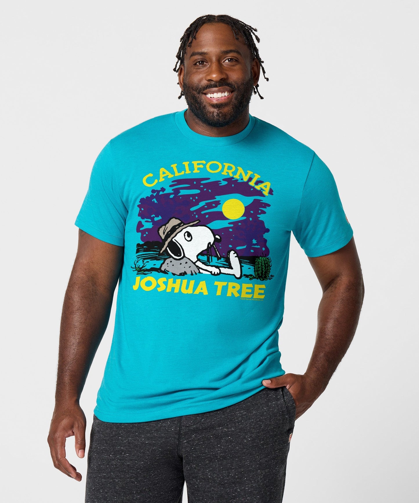 Back view of the solid teal crewneck t-shirt
