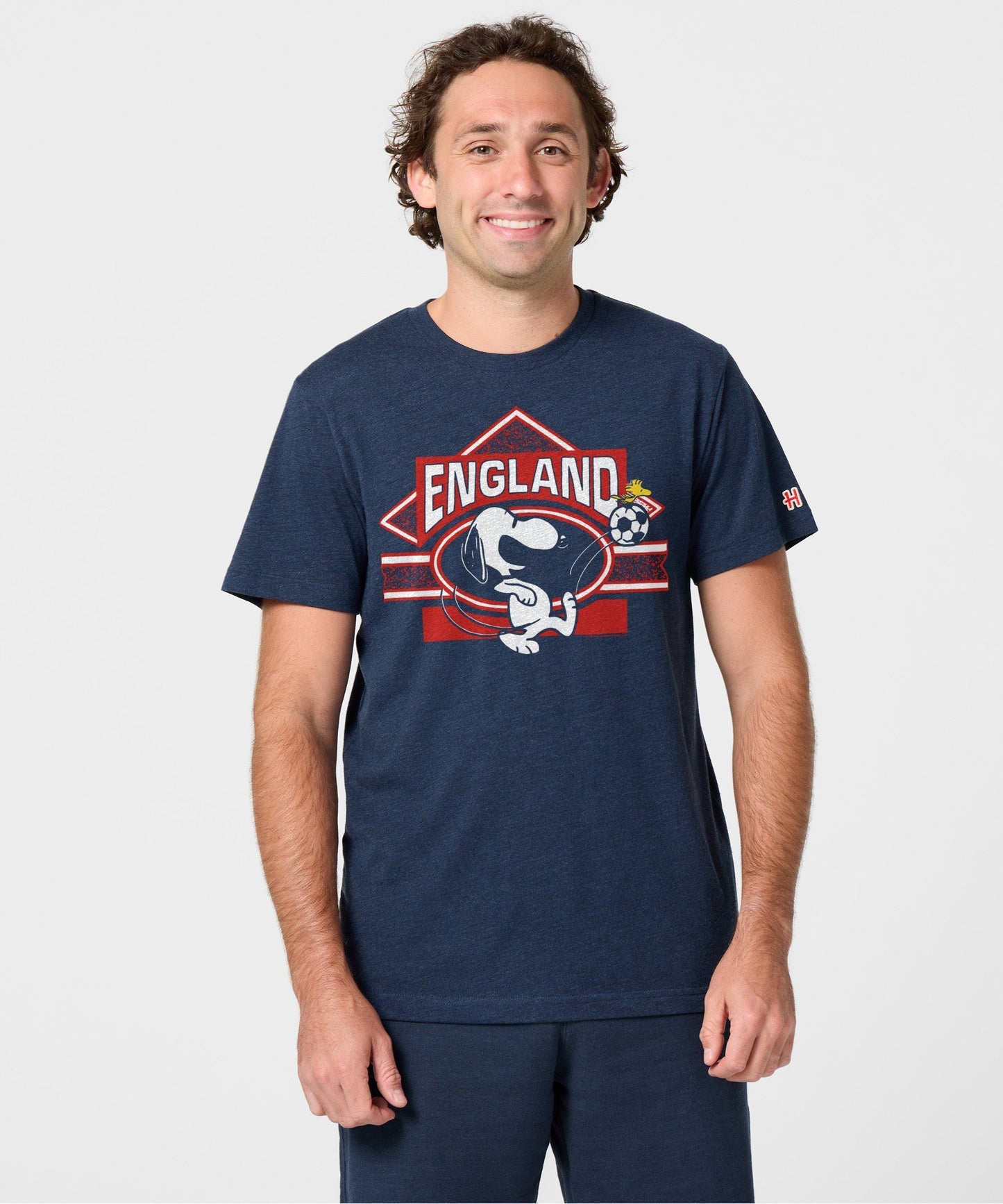Back view of the solid navy blue t-shirt with a blank design