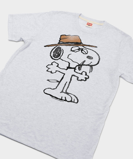 Ash grey t-shirt featuring a graphic of Spike from Peanuts on the front center-1