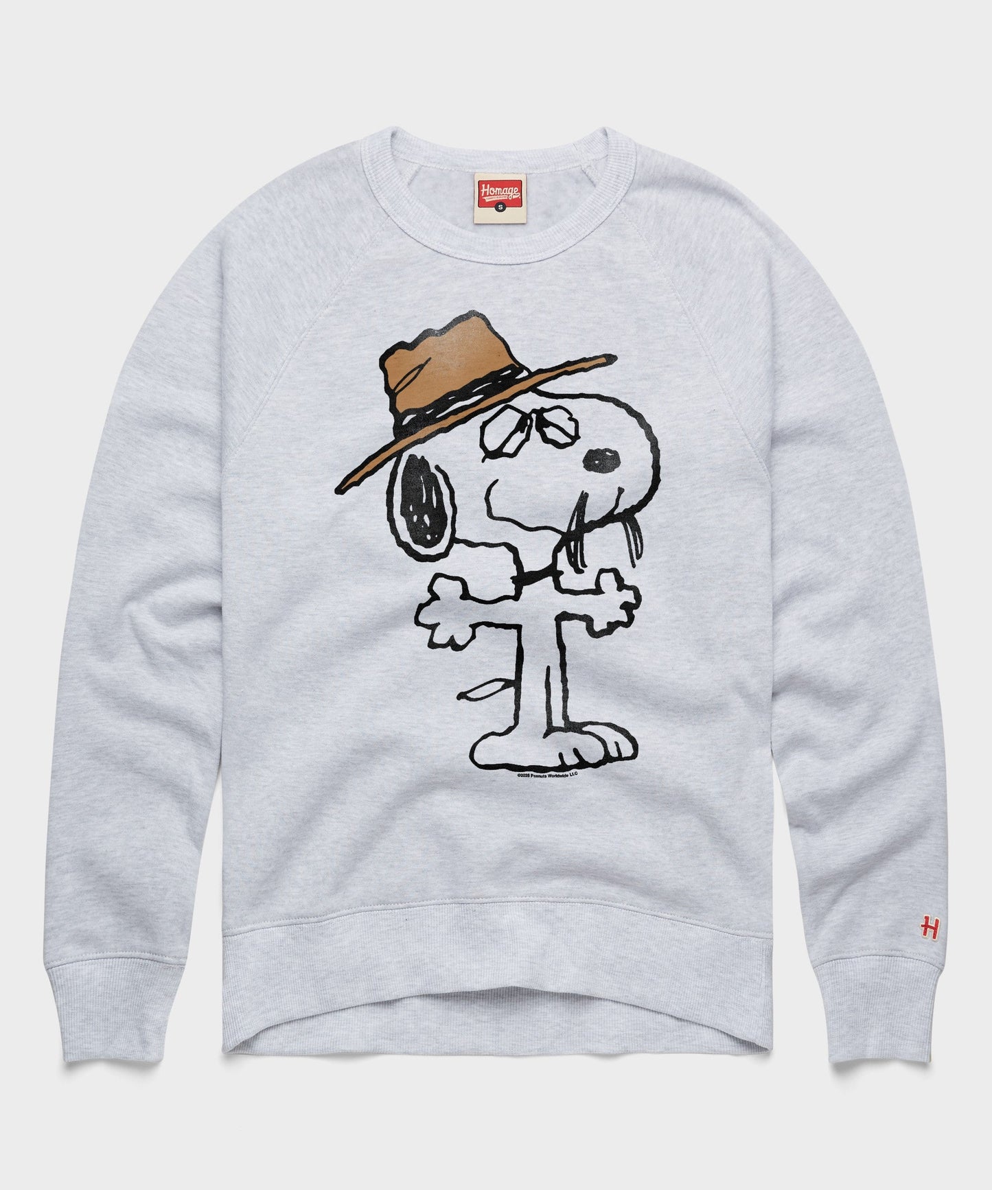 Ash grey crewneck sweatshirt featuring Spike wearing his cowboy hat on the front center