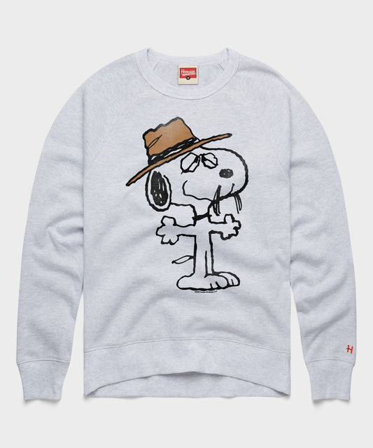 Ash grey crewneck sweatshirt featuring Spike wearing his cowboy hat on the front center-0