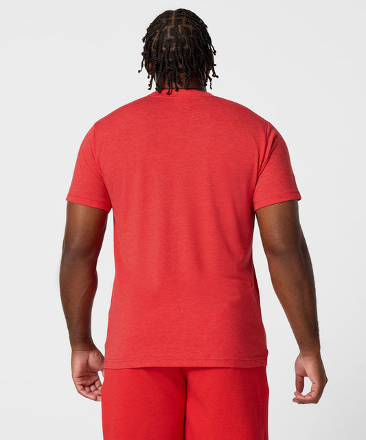 Heathered red crewneck t-shirt featuring Charlie Brown and the That's The Way It Goes graphic on the front chest-3