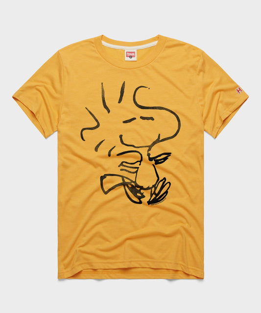 Gold HOMAGE t-shirt featuring a graphic of Woodstock from Peanuts centered on the front-0