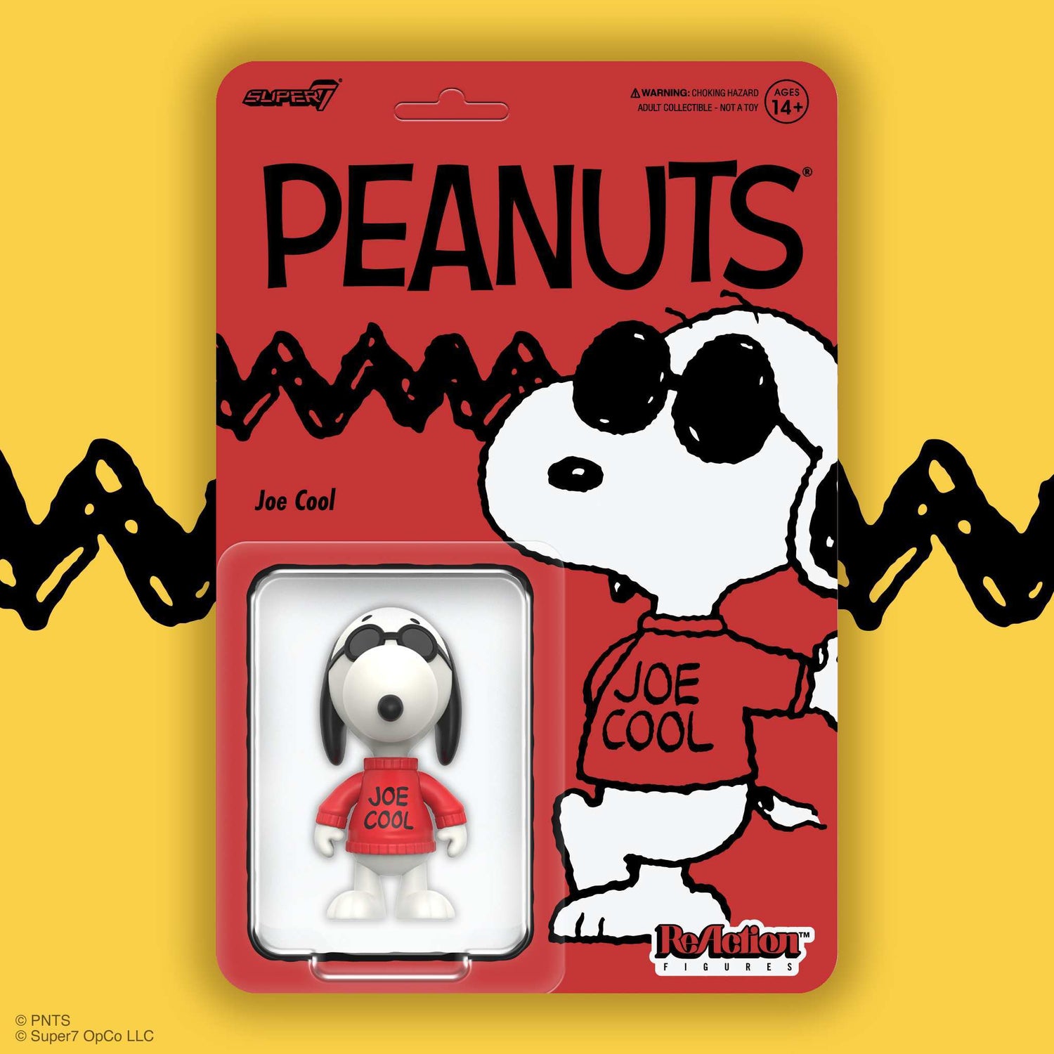 Close-up of Joe Cool Snoopy figure with 5 points of articulation