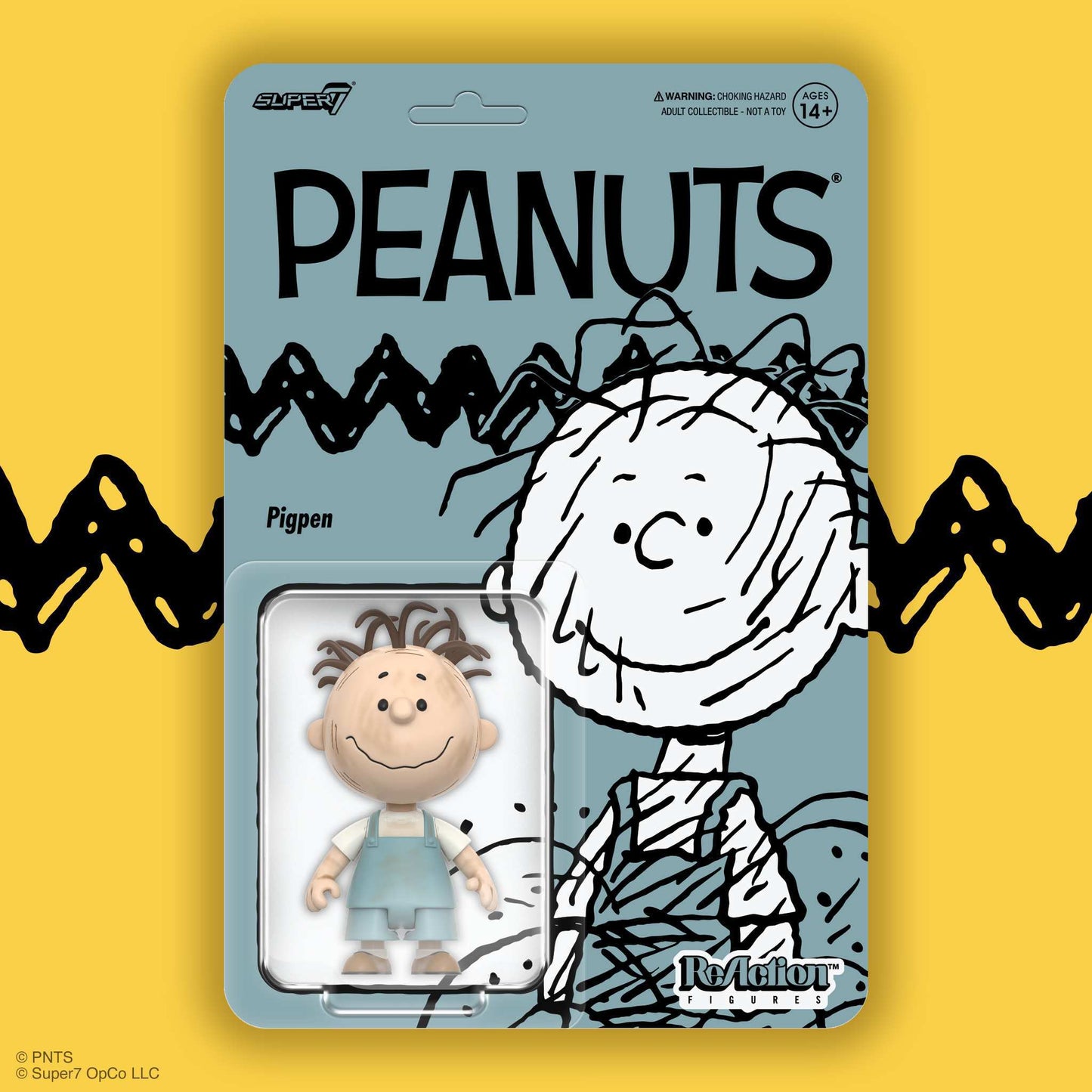 Close-up of Pigpen 3.75-inch articulated figure from Super7