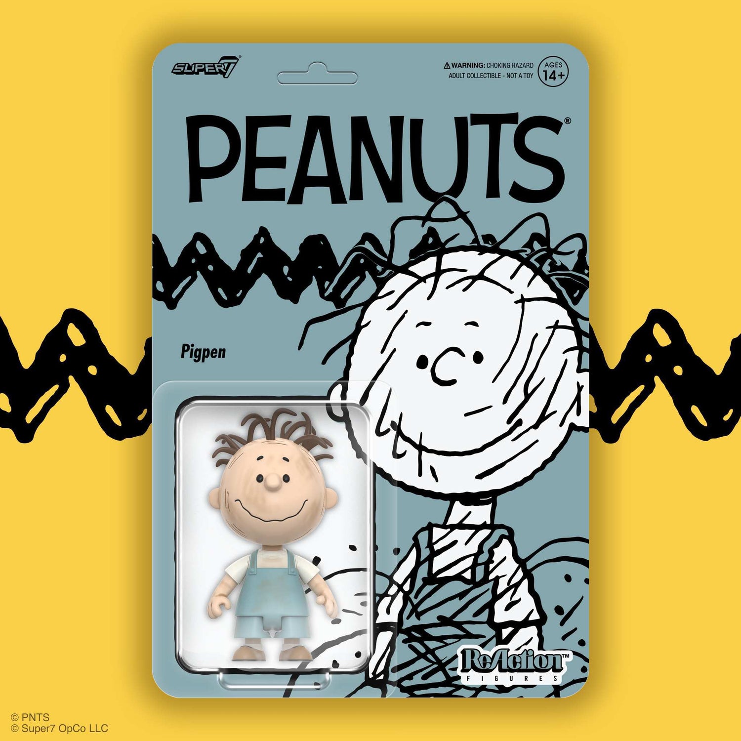 Close-up of Pigpen 3.75-inch articulated figure from Super7