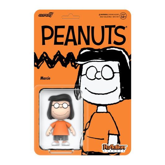 Peanuts Marcie ReAction Figure in orange shirt with glasses-0