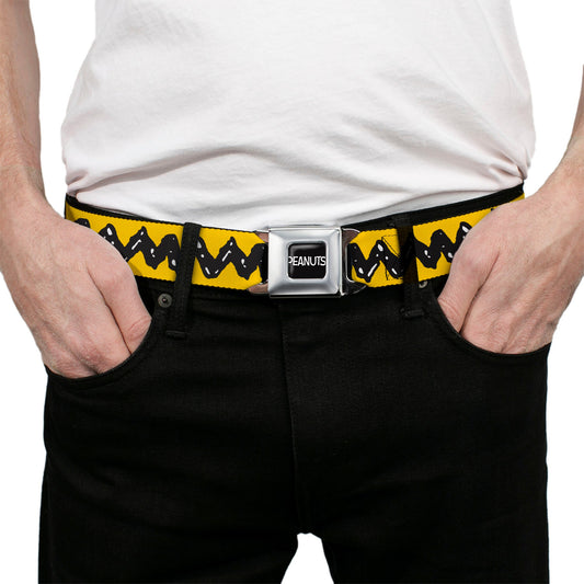 Peanuts Seatbelt Belt: Charlie Brown Zig Zag Stripe & Title Logo-2