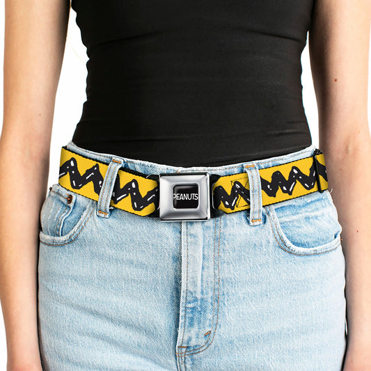 Peanuts Seatbelt Belt: Charlie Brown Zig Zag Stripe & Title Logo-4