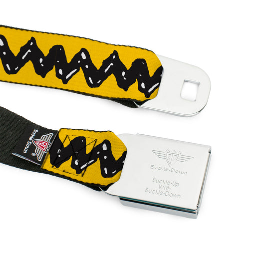 Peanuts Seatbelt Belt: Charlie Brown Zig Zag Stripe & Title Logo-8