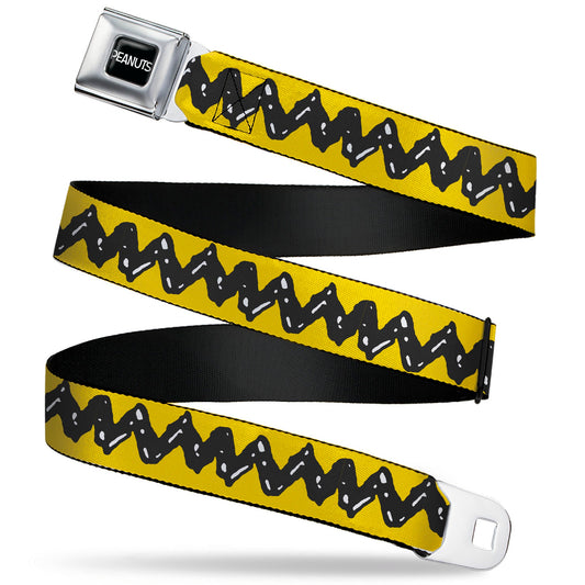 Peanuts Seatbelt Belt: Charlie Brown Zig Zag Stripe & Title Logo-0