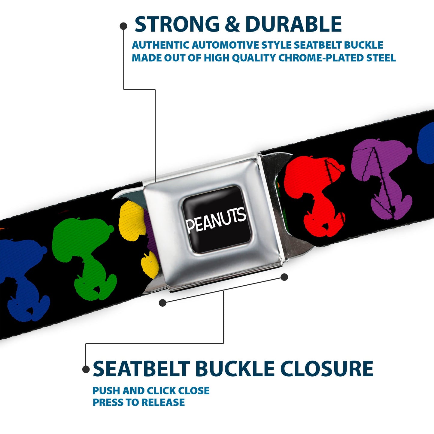 Peanuts Seatbelt Belt: Snoopy Silhouette & Logo
