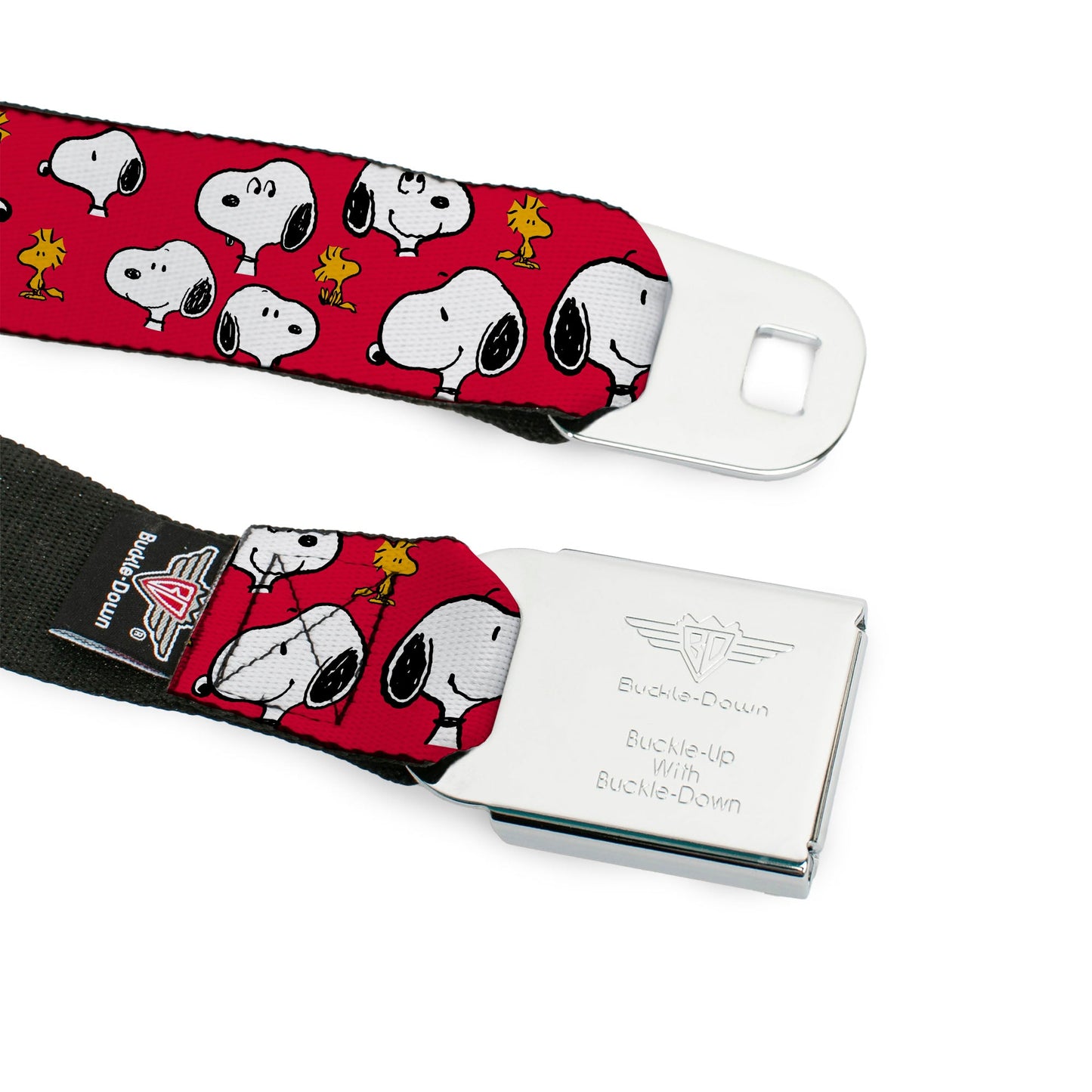 Peanuts Seatbelt Belt: Snoopy & Woodstock Red Webbing