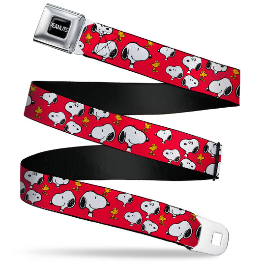 Peanuts Seatbelt Belt: Snoopy & Woodstock Red Webbing-0