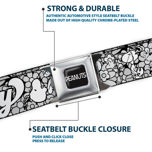 Peanuts Seatbelt Belt: Snoopy Poses & Daisy Flowers-6