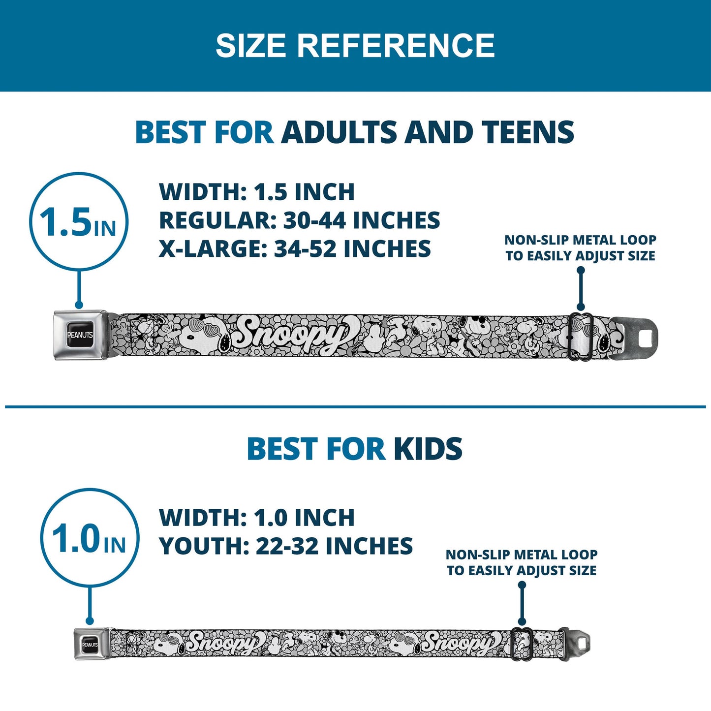 Peanuts Seatbelt Belt: Snoopy Poses & Daisy Flowers