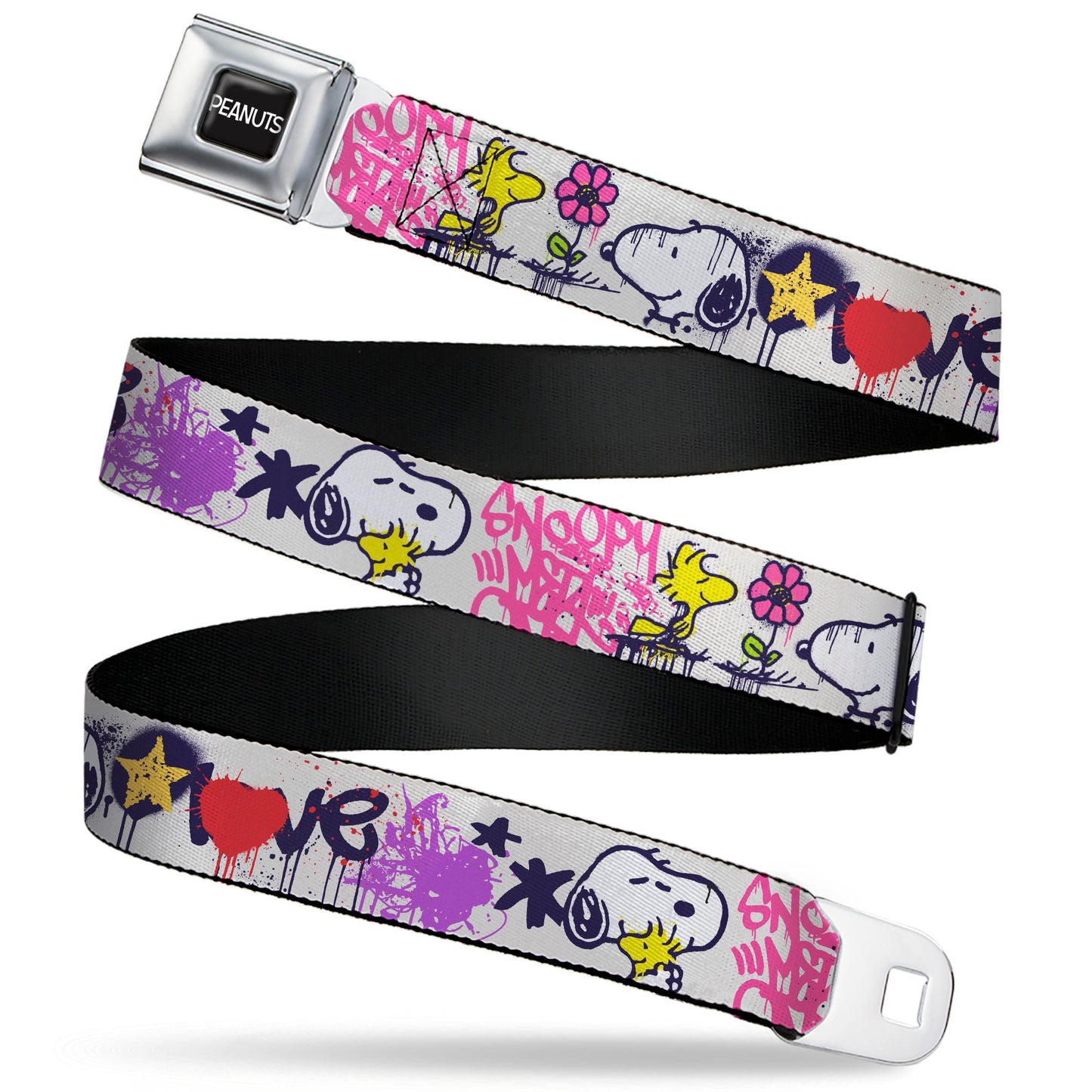 Peanuts Snoopy & Woodstock Graffiti Seatbelt Belt - The Peanuts Store