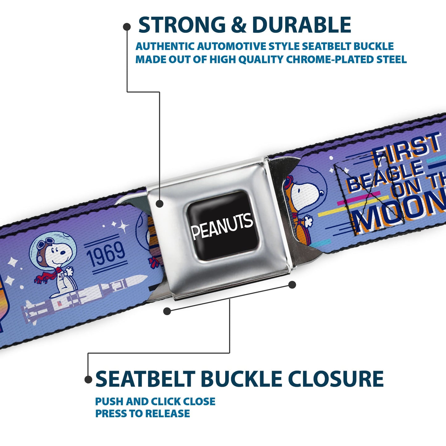 Peanuts Seatbelt Belt: Snoopy Astronaut & Logo