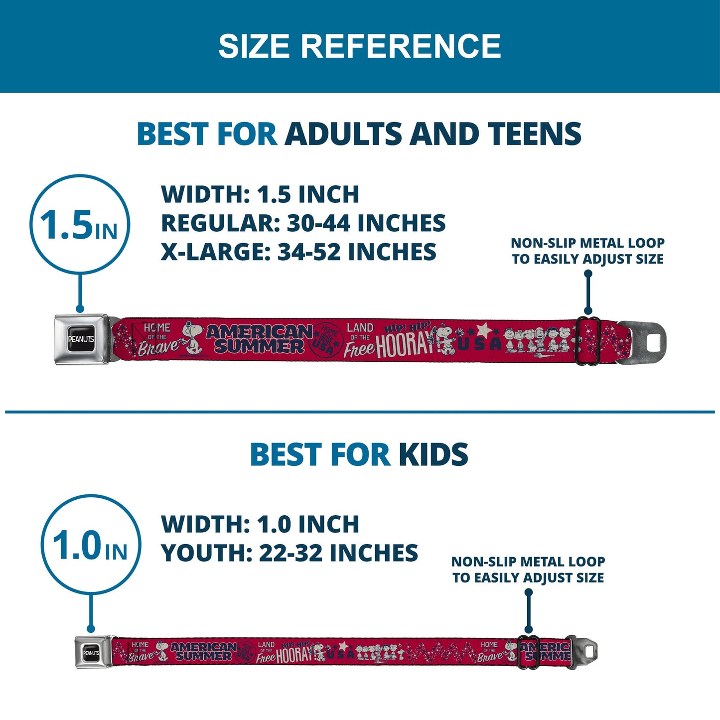 Peanuts Title Logo & Gang Summer Poses Seatbelt Belt