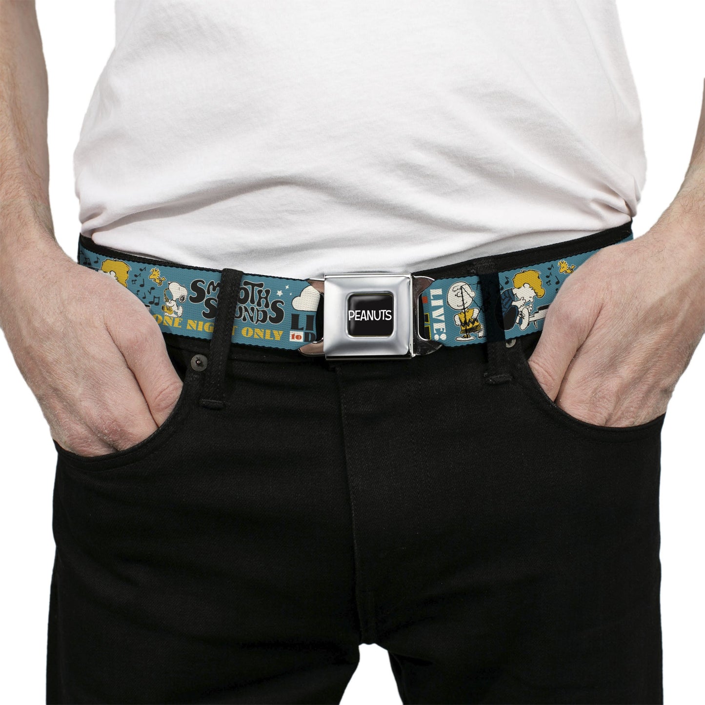Peanuts Gang Dance Music Seatbelt Belt with Colorful Webbing