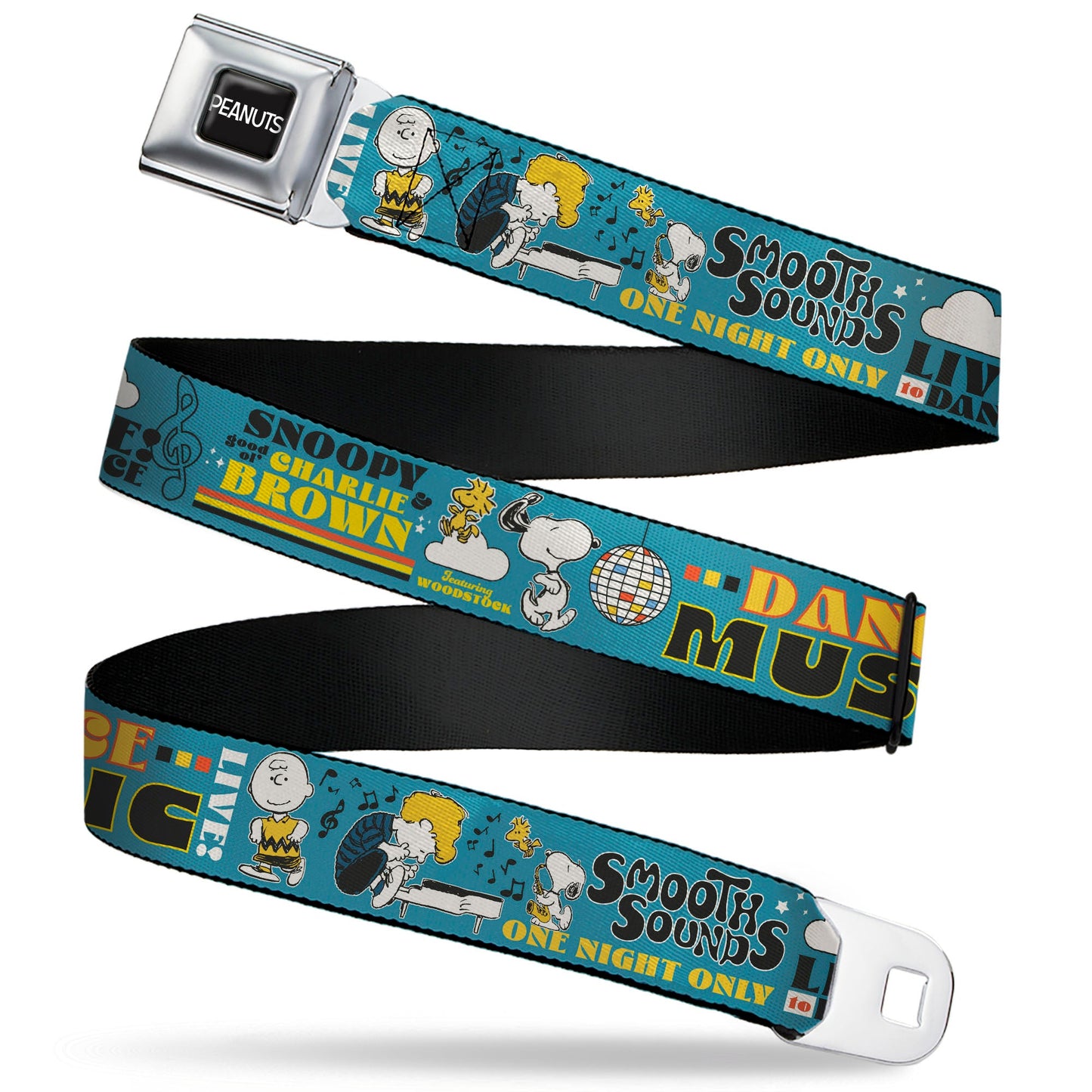 Peanuts Gang Dance Music Seatbelt Belt with Colorful Webbing