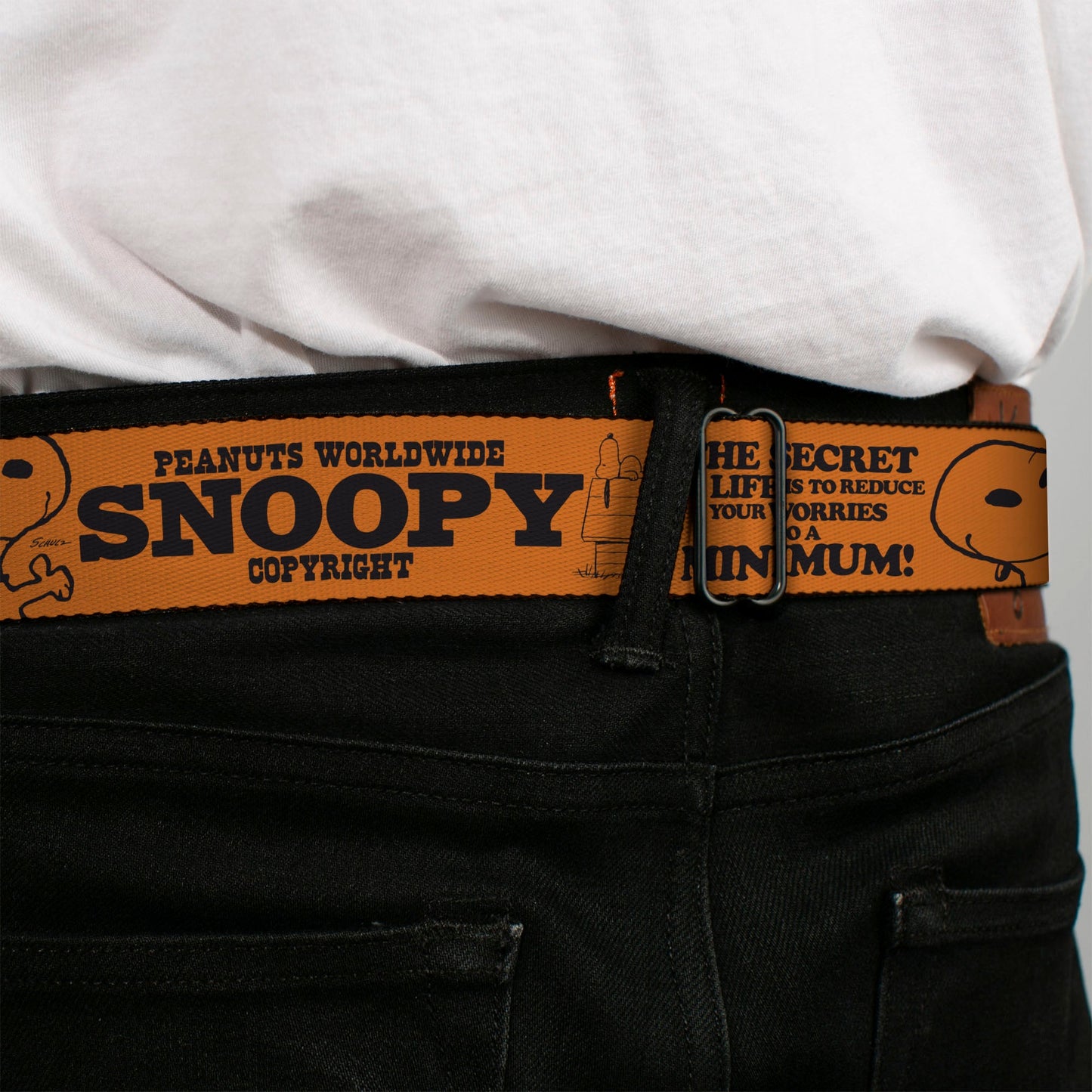 PEANUTS Seatbelt Belt: Snoopy Poses & Logo Collage