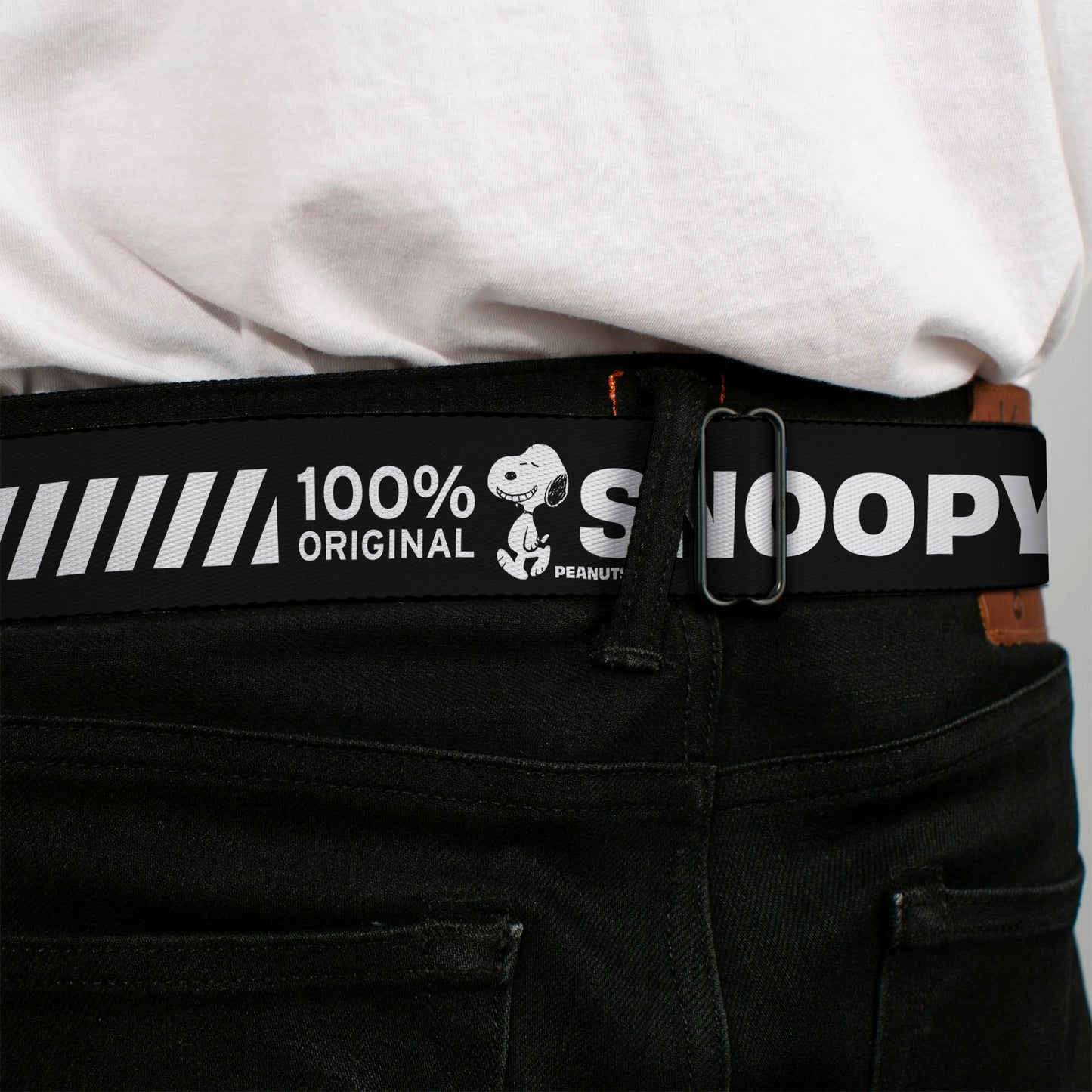Peanuts Seatbelt Belt: Title Logo Black/White Webbing