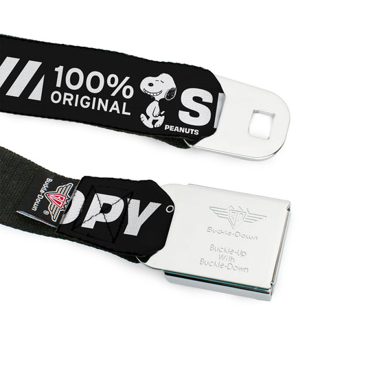 Peanuts Seatbelt Belt: Title Logo Black/White Webbing-8