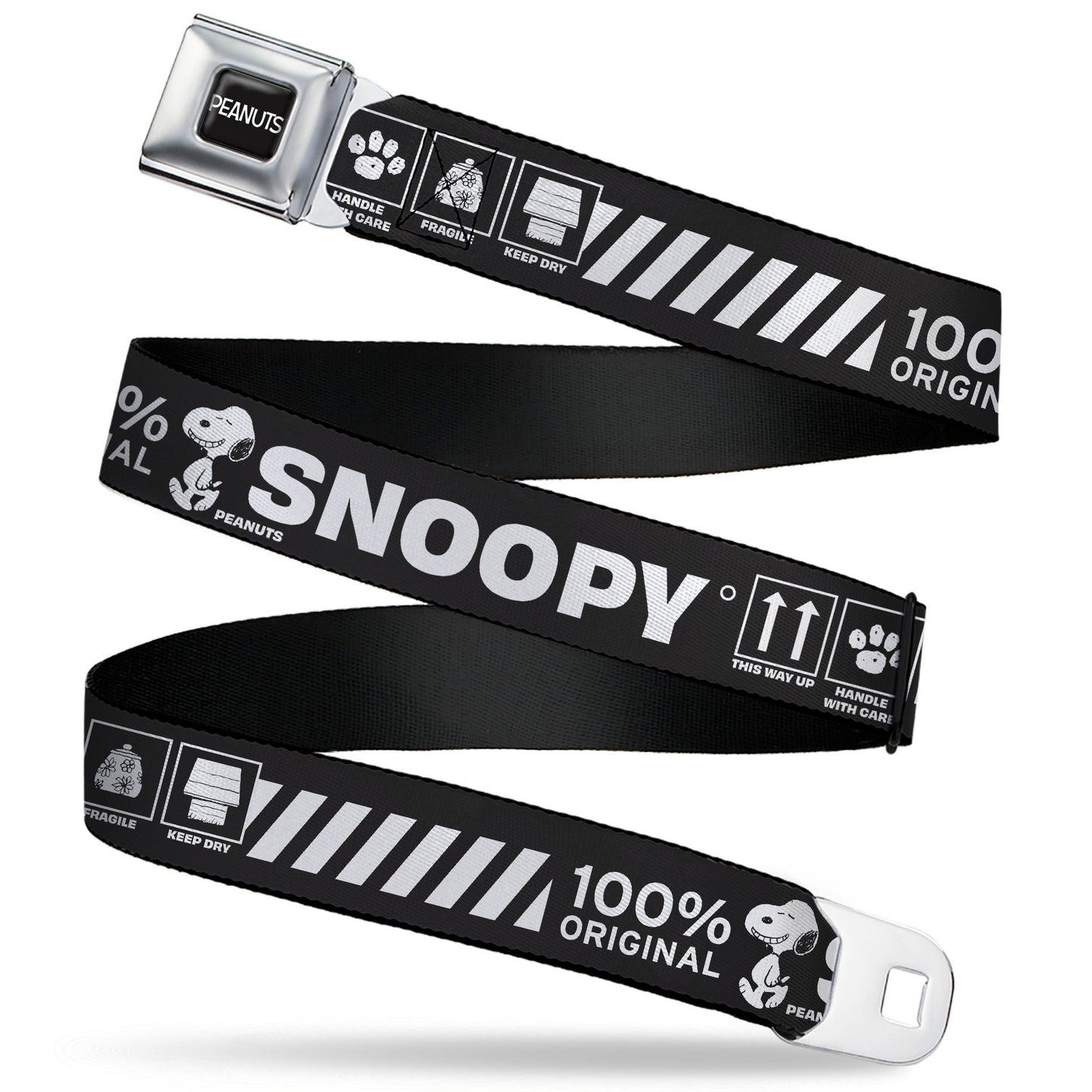 Peanuts Seatbelt Belt: Title Logo Black/White Webbing
