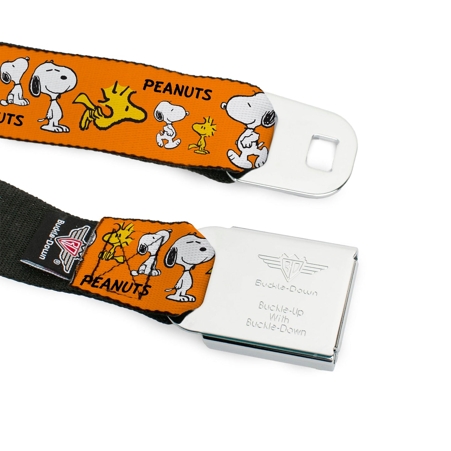 Peanuts Seatbelt Belt: Snoopy, Woodstock & Logo Orange Design