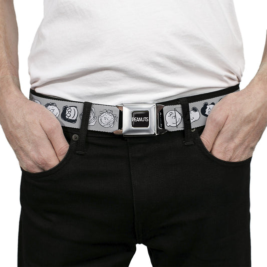 Peanuts Seatbelt Belt - Title Logo & Gang Expressions-2