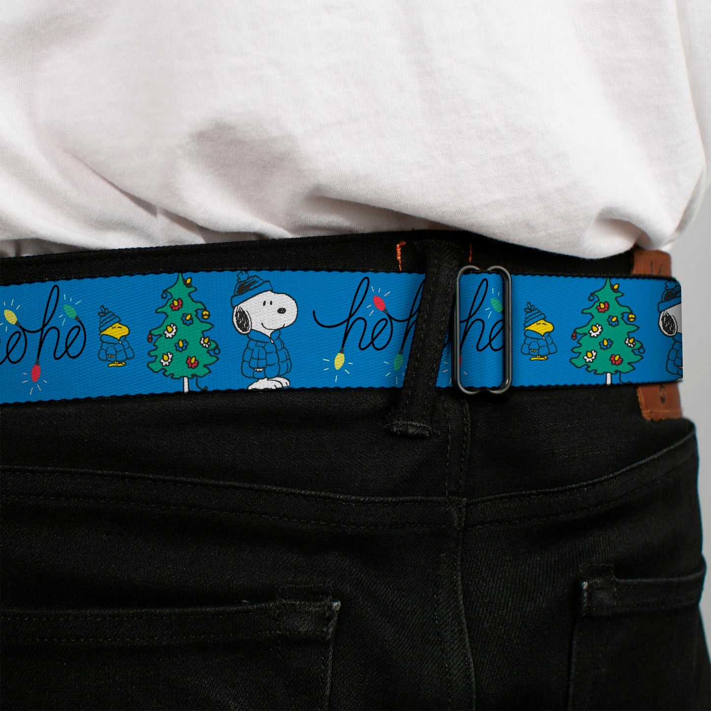 Peanuts Snoopy & Woodstock Holiday Seatbelt Belt - Blue/Black