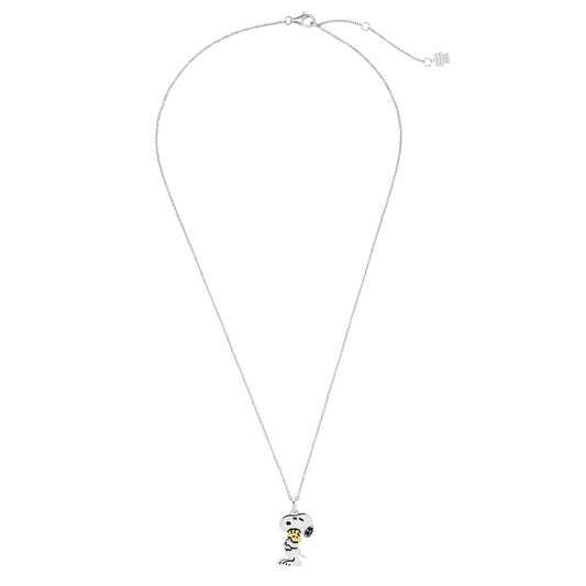 Peanuts Snoopy & Woodstock Sterling Silver Necklace Finished in Pure Platinum-2