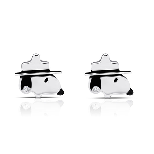 Peanuts Snoopy & Woodstock Sterling Silver Stud Earrings Set Finished in Pure Platinum-1