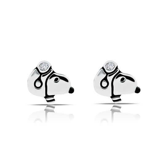 Peanuts Snoopy & Woodstock Sterling Silver Stud Earrings Set Finished in Pure Platinum-2