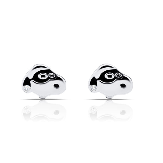 Peanuts Snoopy & Woodstock Sterling Silver Stud Earrings Set Finished in Pure Platinum-4
