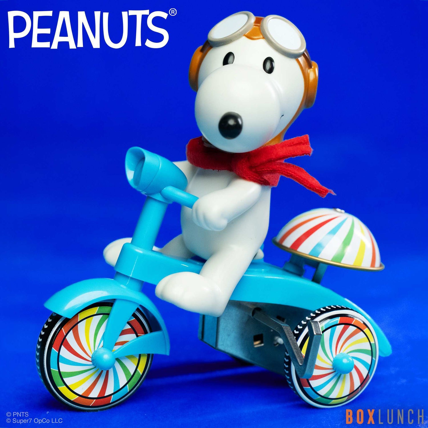 Snoopy Flying Ace on Red and Yellow Super Cycle Motorcycle