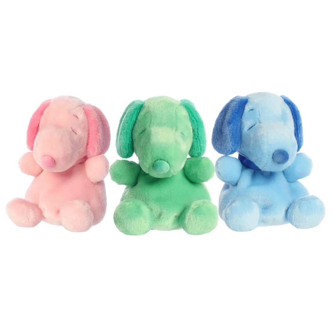 Peanuts Snoopy Plush Palm Pals 5" 3-Pack Bundle | Pink, Green, & Blue