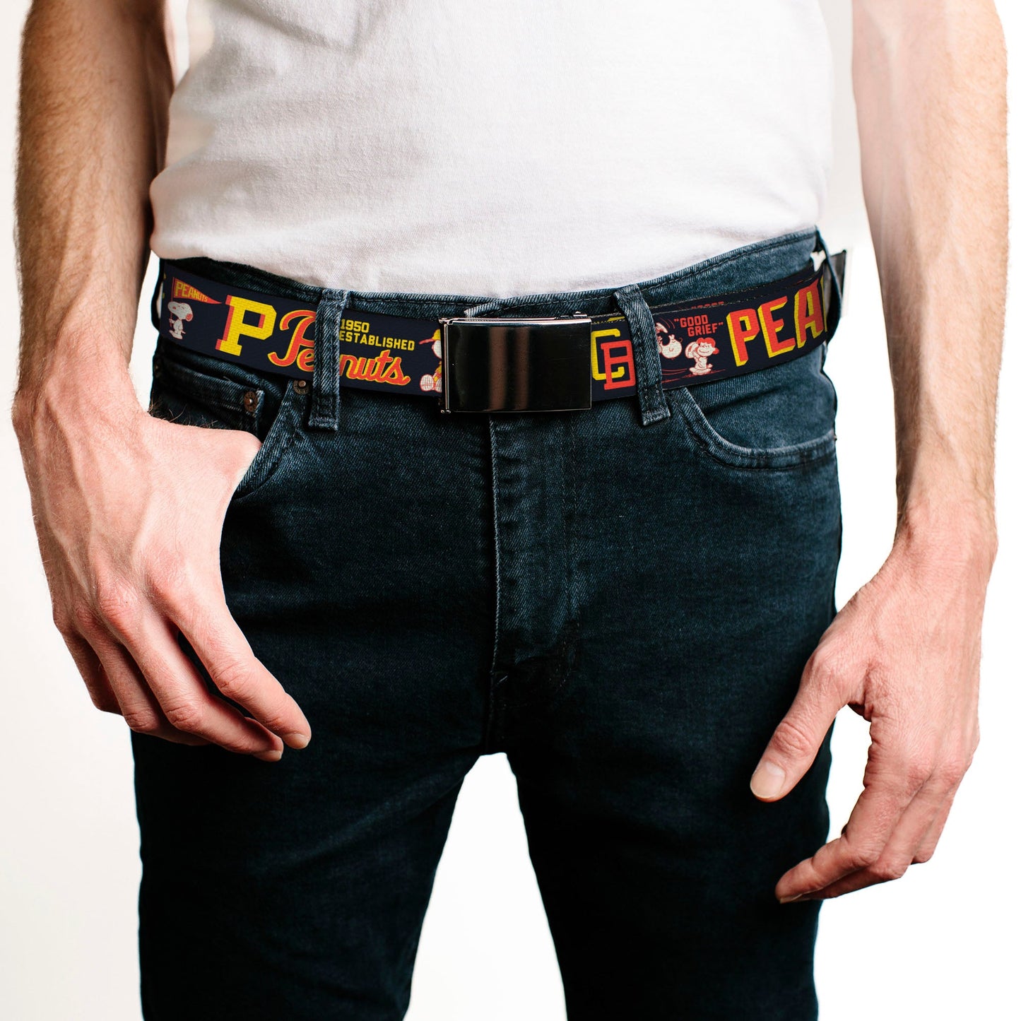 Web Belt Clamp Buckle: Peanuts Athletic Club Varsity Poses