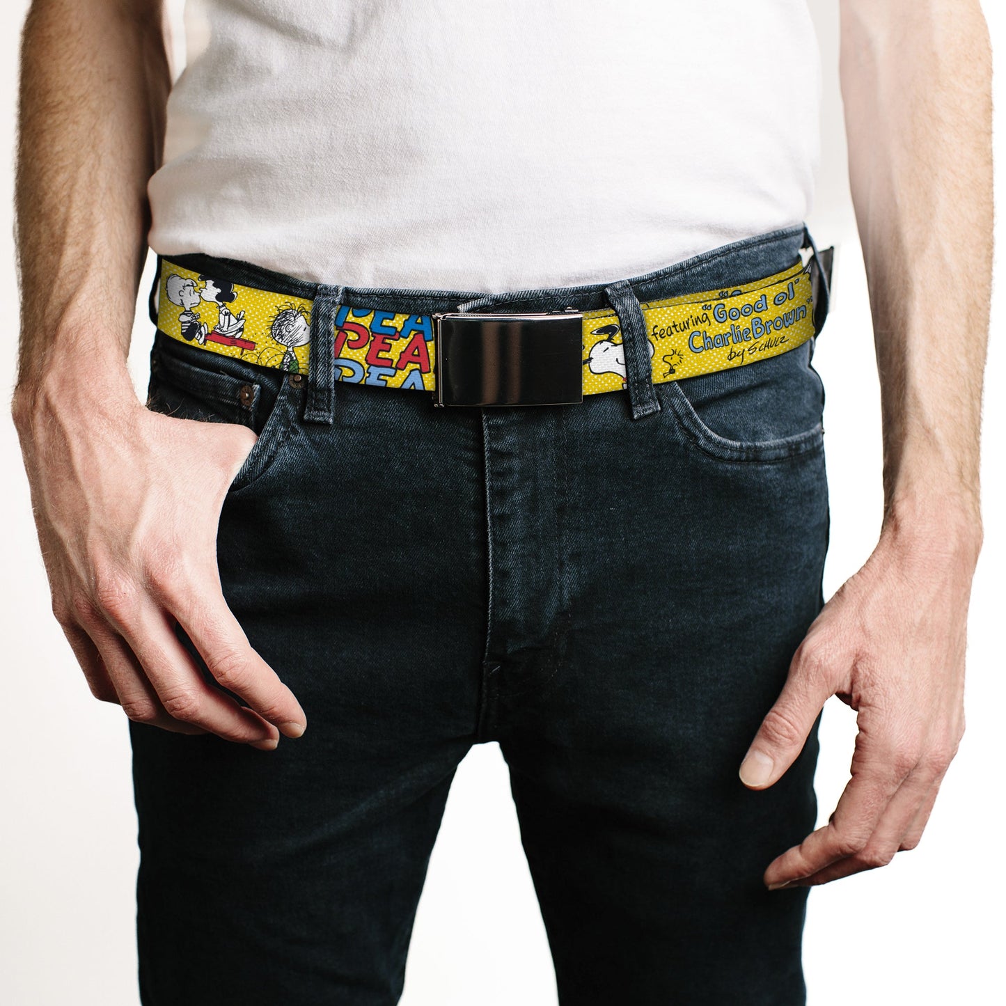 Peanuts Charlie Brown Yellow Multi-Color Web Belt