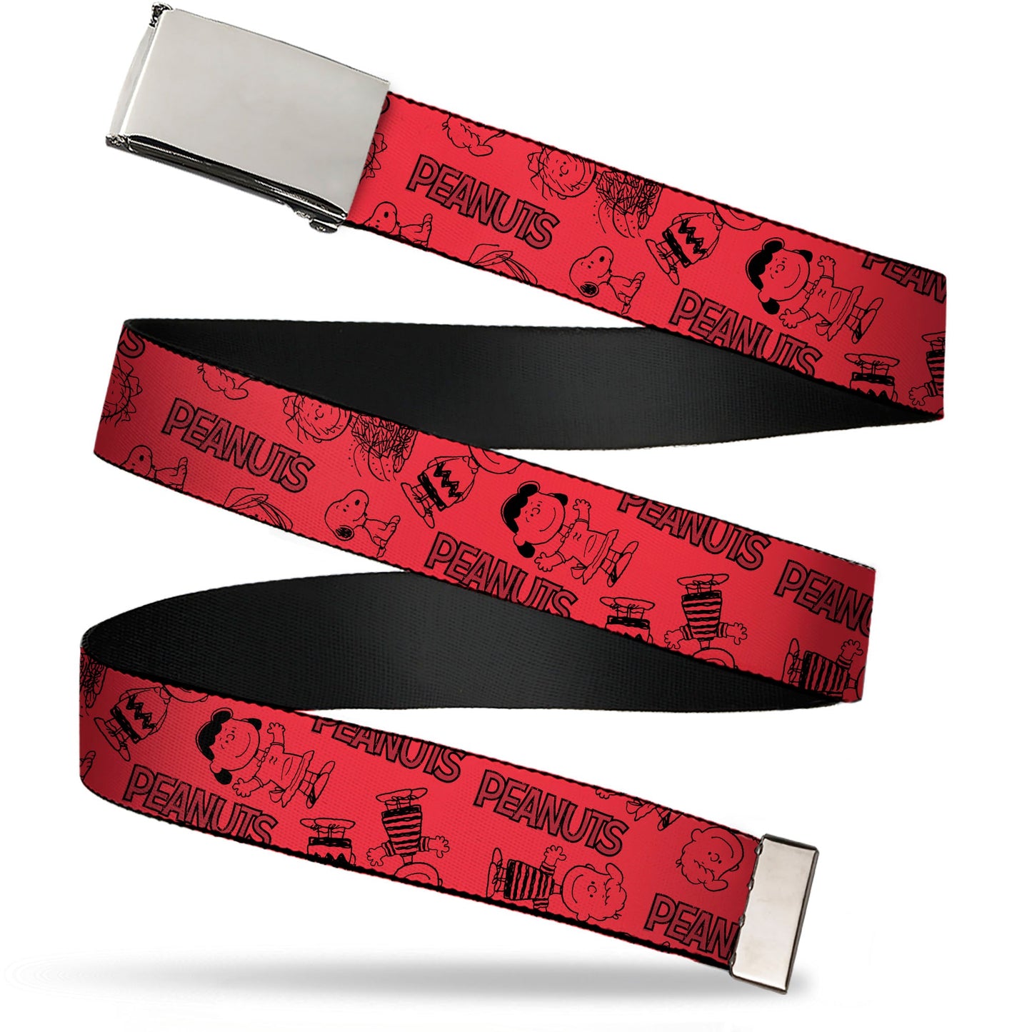PEANUTS Gang Collage Red/Black Web Belt with Clamp Buckle