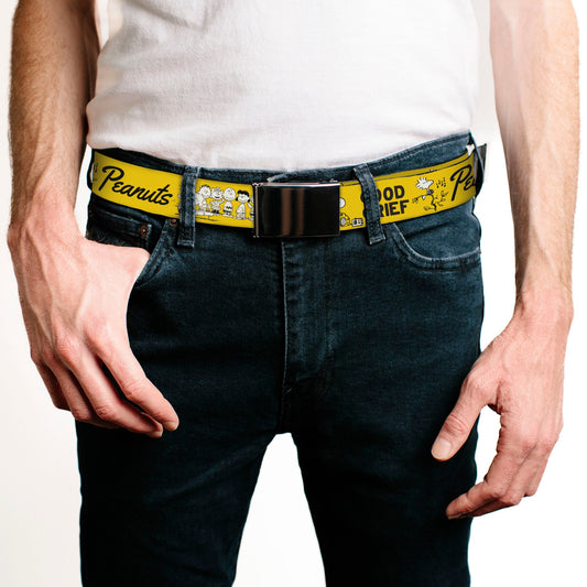 Peanuts Gang Web Belt - Yellow/Black Clamp Buckle-1
