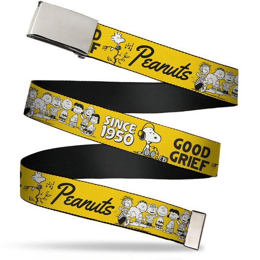Peanuts Gang Web Belt - Yellow/Black Clamp Buckle-0