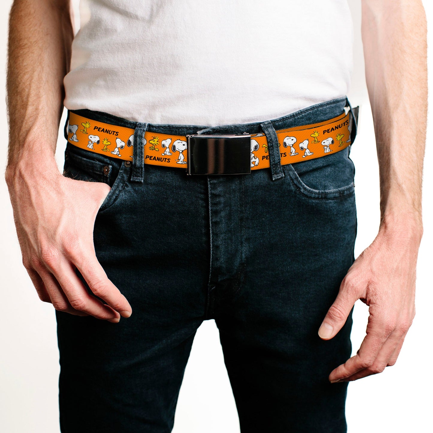 Peanuts Snoopy Woodstock Orange Web Belt with Clamp Buckle