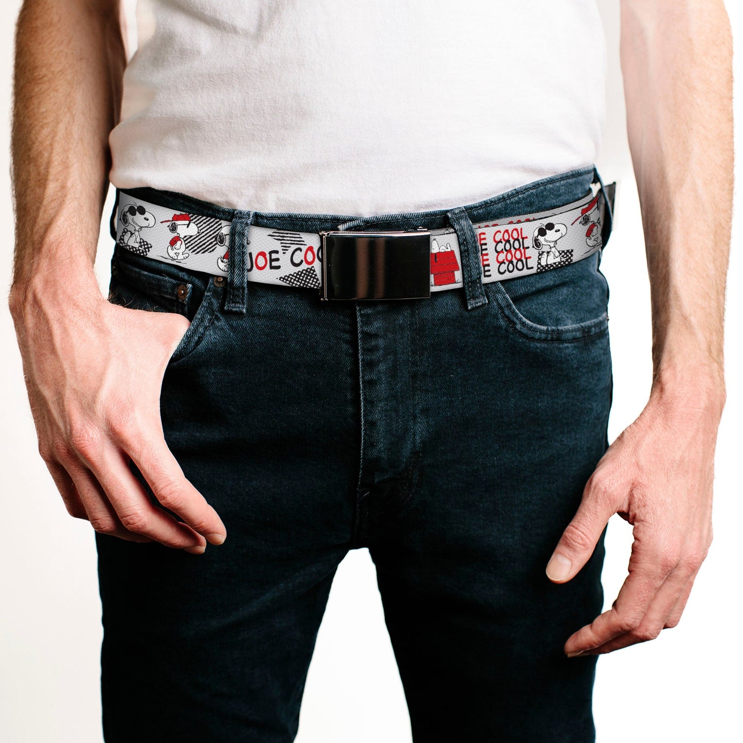 Web Belt Clamp Buckle: Peanuts Joe Cool Snoopy