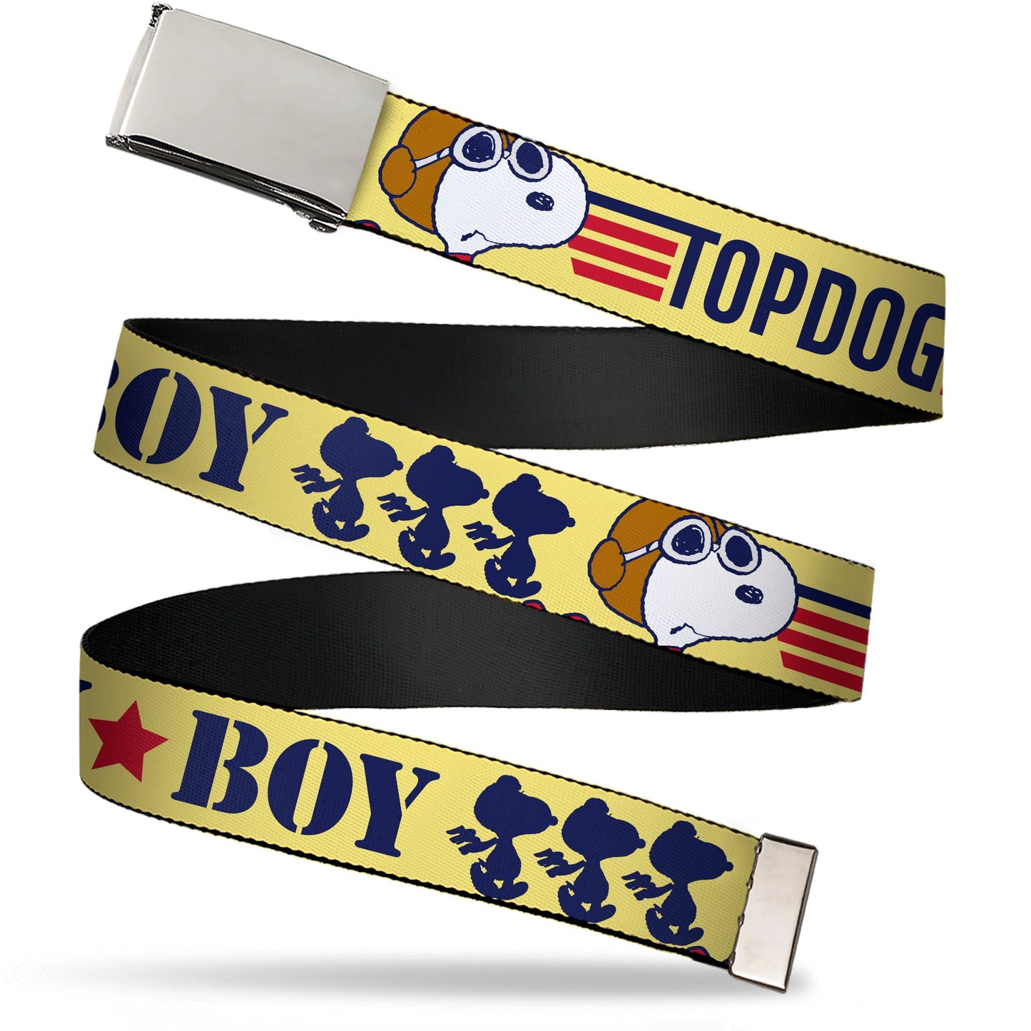 Peanuts Snoopy Flying Ace Web Belt with Chrome Buckle