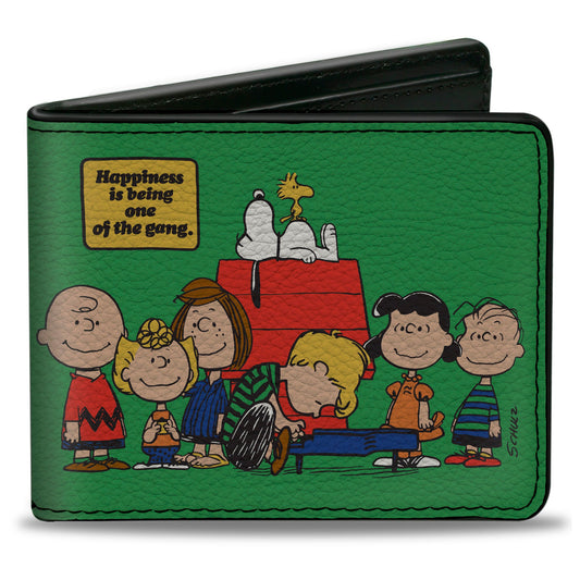 Peanuts Gang Bi-Fold Wallet - Happiness Is Being One Of The Gang, Green-0